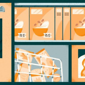 Ilustração sobre compras no supermercado. Dicas para economizar.