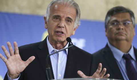 O ministro da Defesa, José Múcio Monteiro, e o ministro da Justiça, Flavio Dino.  Foto: José Cruz/Agência Brasil