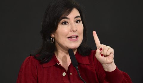 A ministra do Planejamento e Orçamento, Simone Tebet, toma posse em cerimônia no Salão Nobre do Palácio do Planalto.