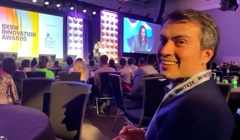 Danilo Costa, fundador do Educbank, no SXSW 2023, em Austin (EUA): reconhecimento por solução inovadora para mercado de educação
