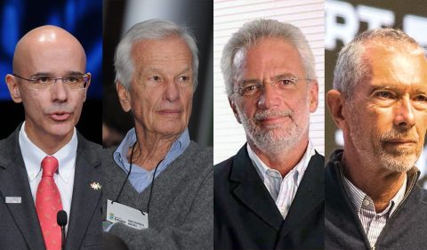 Rial, Lemann, Telles e Sicupira: ex-presidente do Santander e Trio 3G estão na lista de depoentes na CPI da Americanas (AMER3) - Montagem: Marcelo Andreguetti/Inteligência Financeira