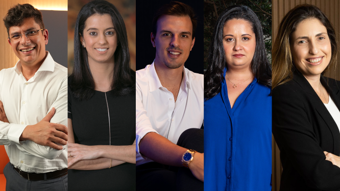 Mercado de Fundos Imobiliários: evento na Arena B3, mediado pelo jornalista Renato Jakitas, reúne Larissa Nappo (Itaú BBA), Gabriel Navarro (influencer), Eliane Teixeira (Cy Capital) e Beatriz Verri Zam (Tellus)