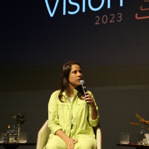 Foto de Raquel Lyra, governadora de Pernambuco, participa do Macro Vision. Foto: Bufalos