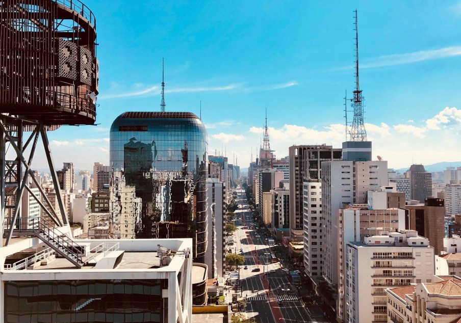 Vista aérea da avenida Paulista, em São Paulo.