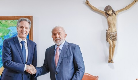 O presidente Lula durante reunião com o Secretário de Estado dos Estados Unidos, Antony Blinken, no Palácio do Planalto. Foto: Ricardo Stuckert/PR