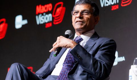 Raghuram Rajan, ex-economista-chefe do FMI, em painel de discussão do Itaú BBA Macro Vision 2024 Foto: Divulgação/Itaú Unibanco